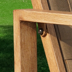 Set Of 2 Patio Chairs, Hand-Made Drawstring Outdoor Dining Chairs Waterproof With Cushion, Metal Chairs For Patio, Deck, Garden, Yard - Wood Grain_maomaolike.com